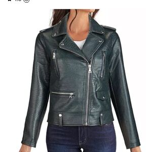 Guess XL Embossed Faux Leather Jacket NWOT